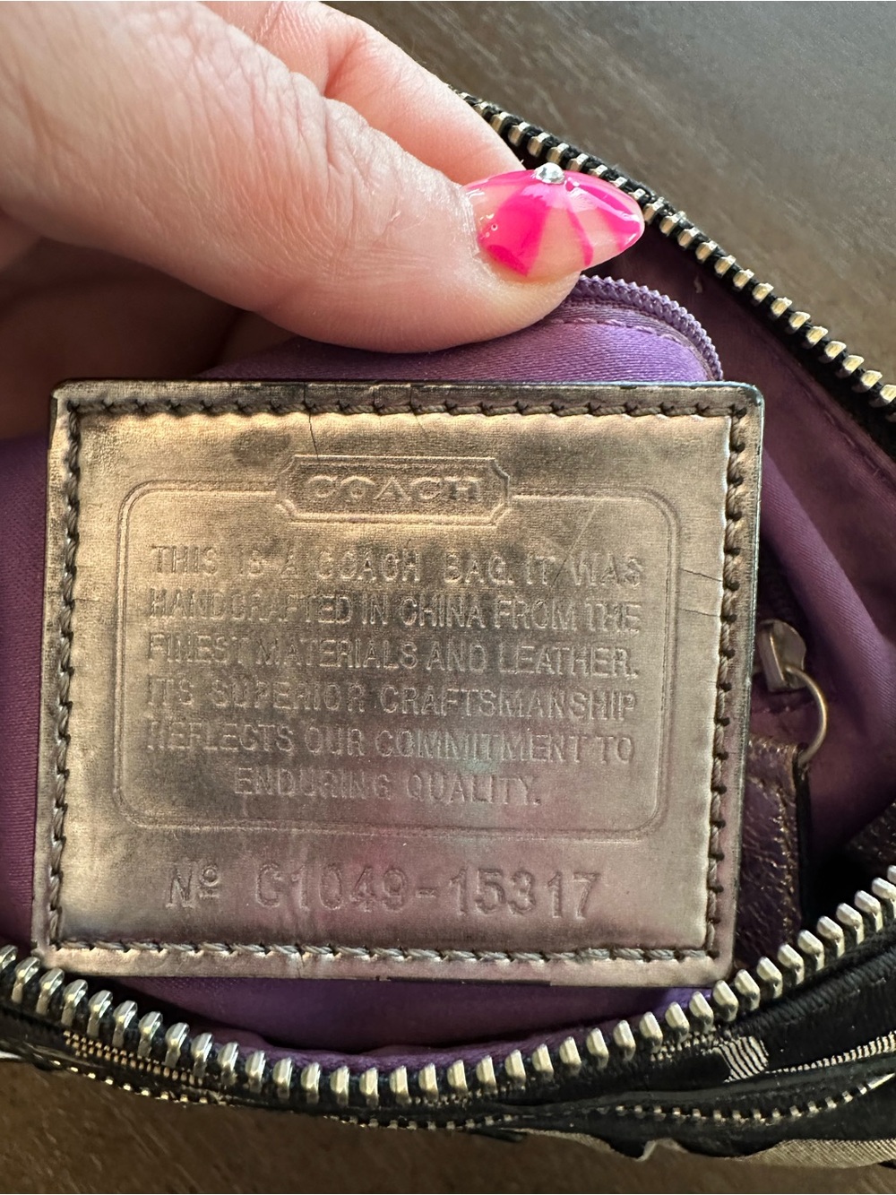 Coach Black and Gray Signature Canvas Shoulder Bag with Metallic Trim - Picture 6 of 14